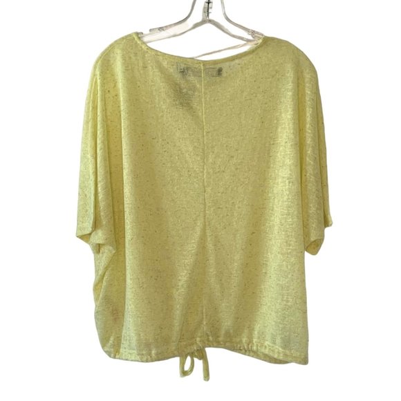 VERO MODA Butter Yellow Short Sleeve Sheer Knit Tie-Hem Sweater NWT Size Small - Picture 6 of 7